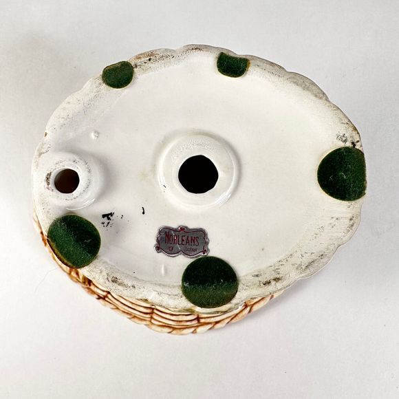 Norleans Ceramic Woven Miniature Bird Bath Basket with Blue Bird Made in Japan - Picture 6 of 10